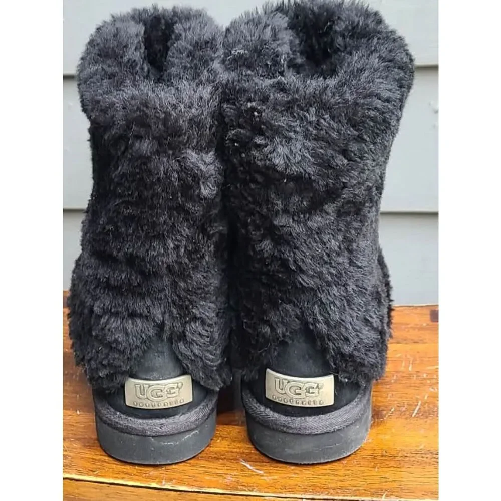 UGG Australia Black Patten Suede Shearling Boots size 8